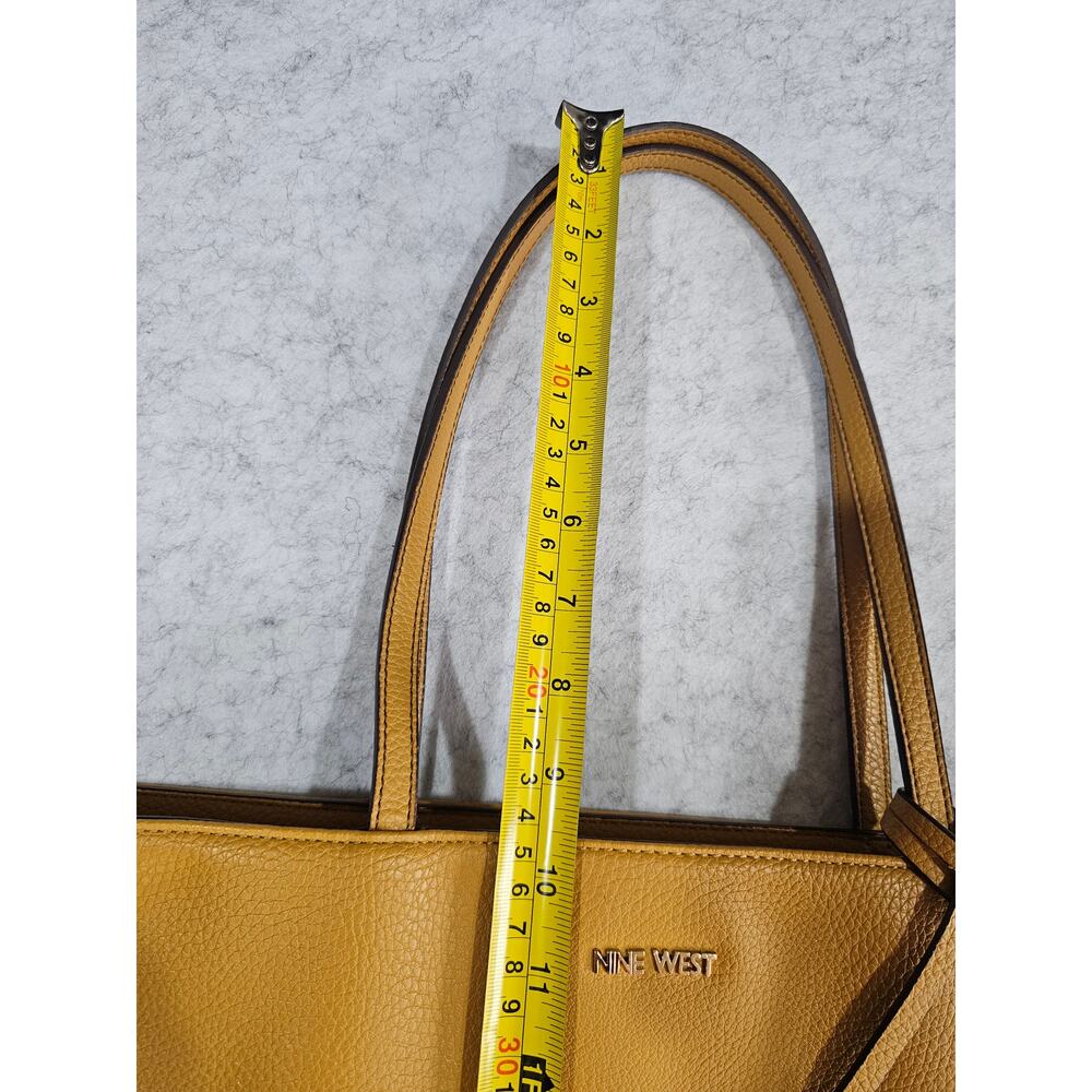 Nine West Yellow Shoulder Bag, 9W logo Charm, Spring Style, Stud Accents, Large - Picture 2 of 12
